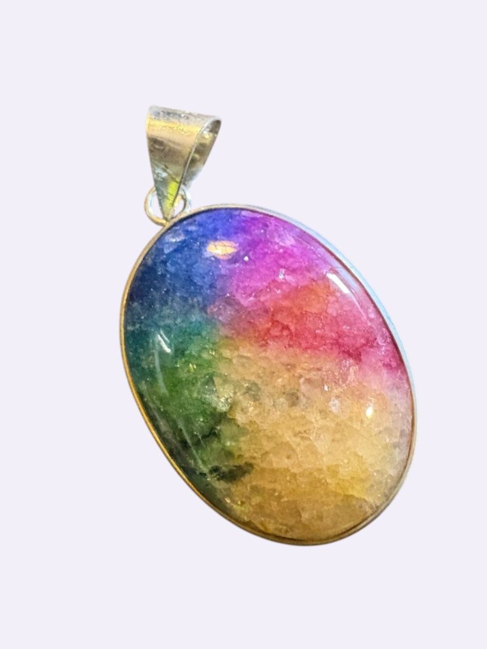 925 Silver Plated Handmade Solar Quartz Pendant